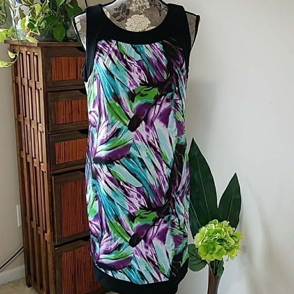 Abstract floral print dress Sz M - Picture 1 of 8